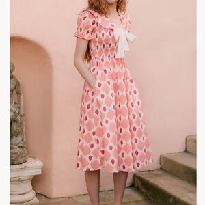 NWT Ivy city co Alice strawberry Charming Pink Patterned Dress with Bow 4x